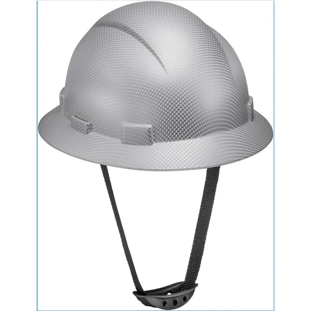 FULL BRIM Hard Hat custom hydro dipped , NEW WHITE CARBON FIBER - C G & G - OSHA